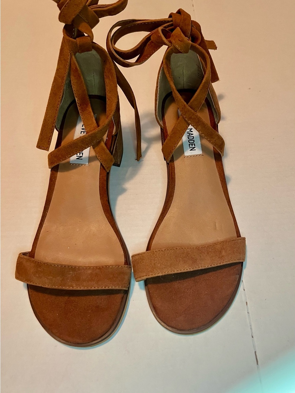 Steve Madden Tan Suede Lace-Up Heel Sandals NWOT